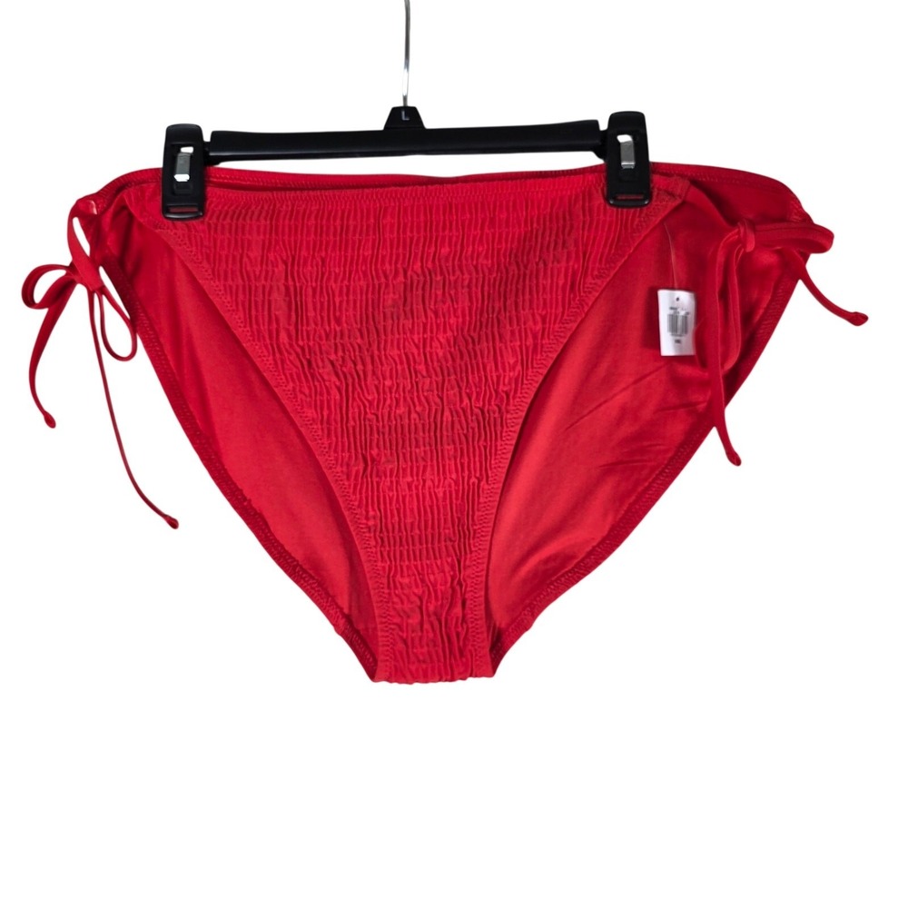Old Navy Bikini Bottoms Red Smocked Side Tie XXL Swimwear, Beach, Vacation Y2K